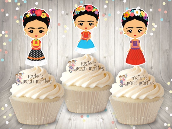 Frida Birthday | Frida Baby Shower Theme | Frida Party Theme | Frida Decoration | Frida Birthday Party Cupcake Topper Favors SET OF 12 Il_570xn