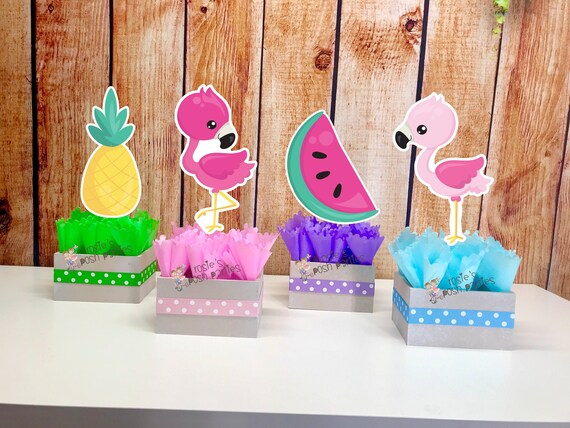 Flamingo Pineapple Theme Birthday Tropical Party Flamingo Pool Party Flamingle Hawaiian Pool Party Centerpiece Flamingo Theme INDIVIDUAL Il_570xn