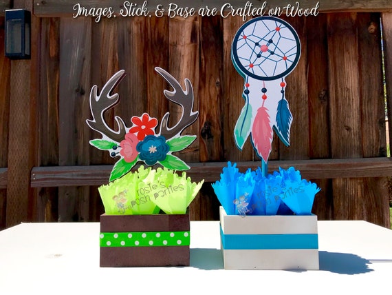 Dreamcatcher Antlers Boho Centerpiece Birthday Party Boho Party Baby Shower Tribal Teepee Favors, Bohemian party Favor Boho Baby INDIVIDUAL Il_570xn