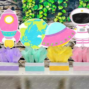 Outer Space Blast Off Centerpiece Decoration Spaceship Outer Planets Astronaut Rocket Ship birthday party guest table centerpiece INDIVIDUAL