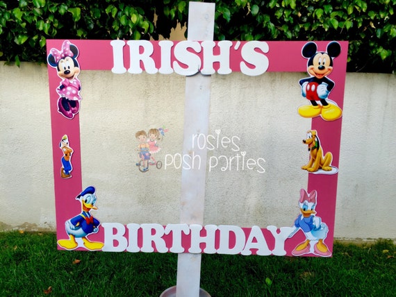 Pink Minnie Mouse photo booth Clubhouse birthday party photo booth or photo prop decoration Pluto Daisy Goofy Minnie Mickey Donald Il_570xn