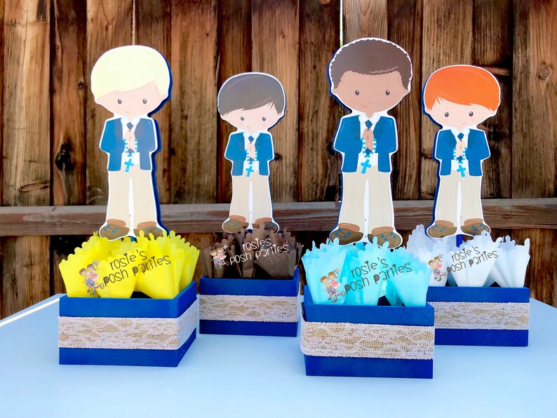 First Holy Communion Religious celebration party wood guest table centerpiece decoration Holy sacrament Mi Primera Comunion Party INDIVIDUAL