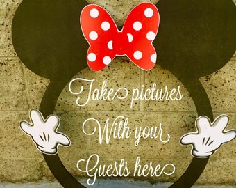 Minnie Mouse ROUND photo booth Clubhouse birthday party photo booth or photo prop decoration Pluto Daisy Goofy Minnie Mickey Donald