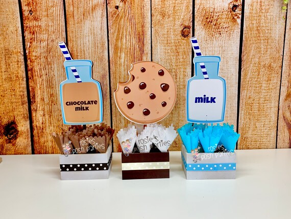 Cookies and Milk Birthday Theme Centerpiece Decoration Cookies Milk Party Centerpiece Cookie 1st First Birthday Party centerpiece INDIVIDUAL Il_570xn