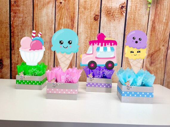 Ice Cream Birthday Party Favor Centerpiece Ice Cream Party Etsy