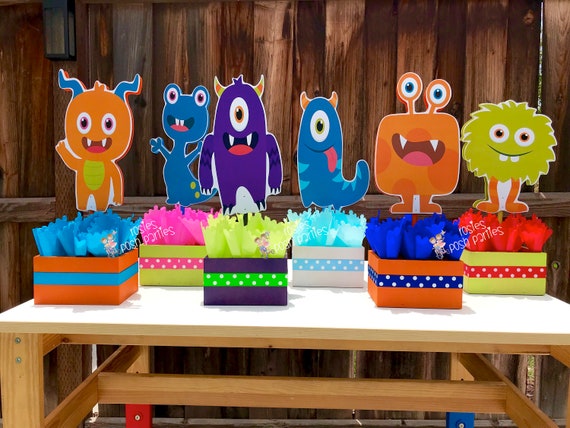 Monster Birthday centerpieces Little Monsters Cute birthday party wood guest table centerpiece decoration Little Monsters Party SET OF 6 Il_570xn