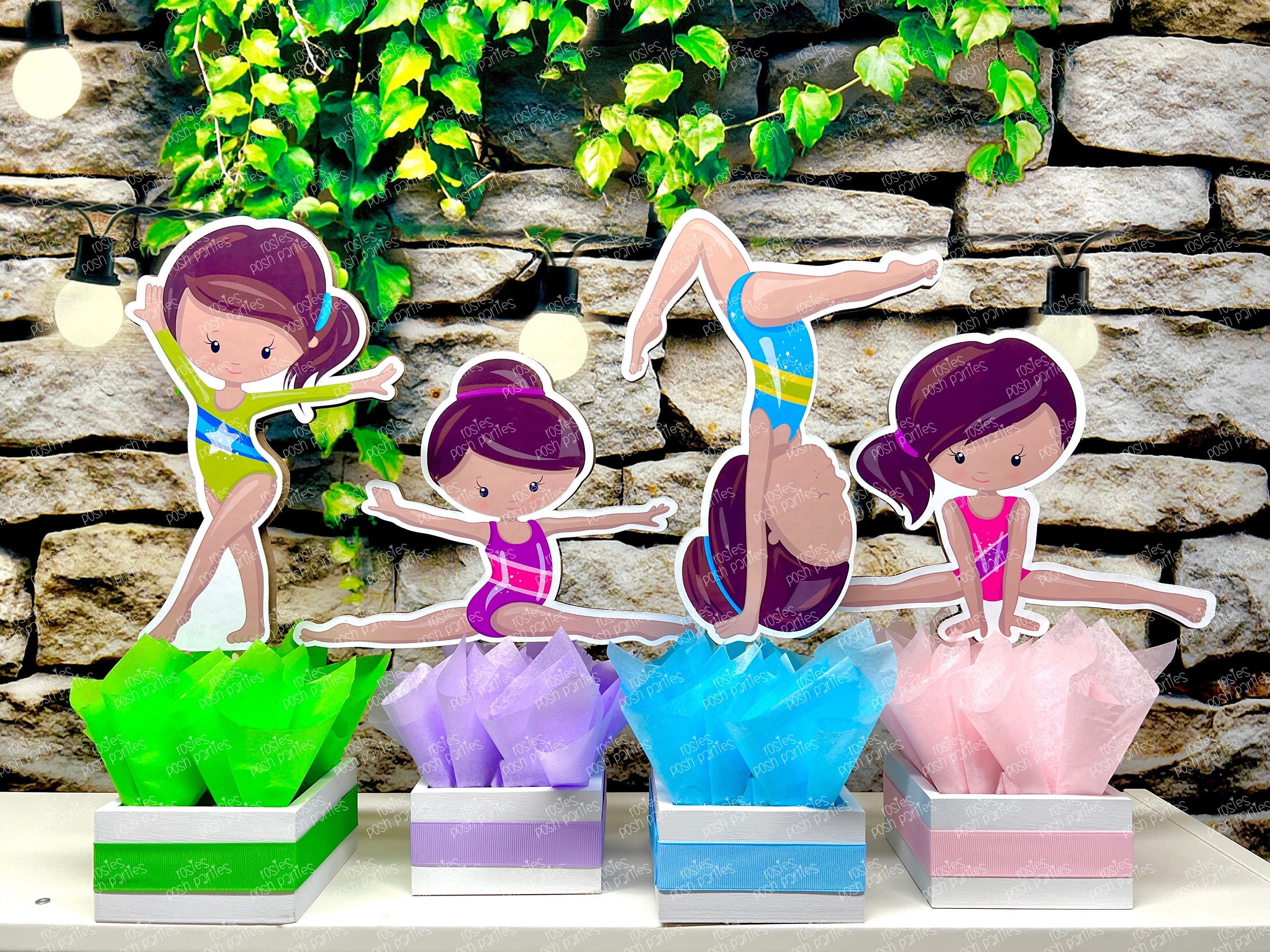 Happy Birthday Backdrop Banner Purple - Gymnastics Sports Party Decorations For Girls