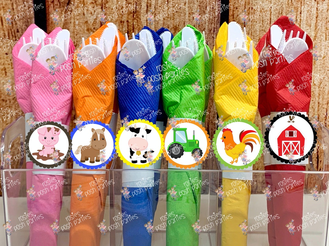 Farm Birthday Theme Farm Party Farm Theme Wrapped Utensils - Etsy