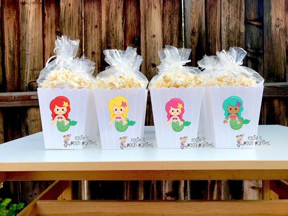 Mermaid birthday bash party Favor centerpiece Under the sea theme Mermaid decoration sea birthday Mermaid Popcorn favors Boxes SET OF 12 Il_570xn