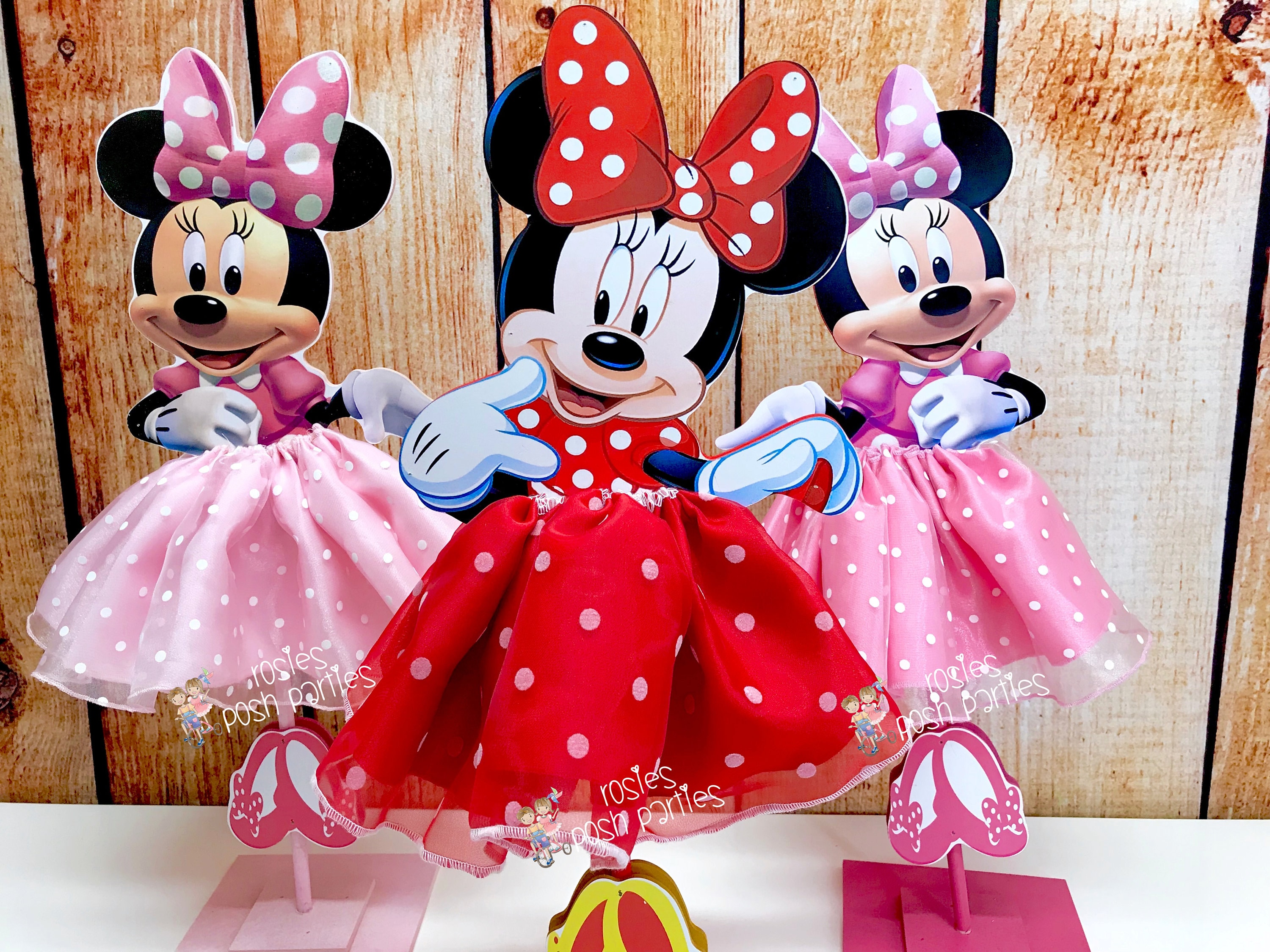 Minnie Mouse Birthday Decoration Tutu Pink or Red Wood Table | Etsy