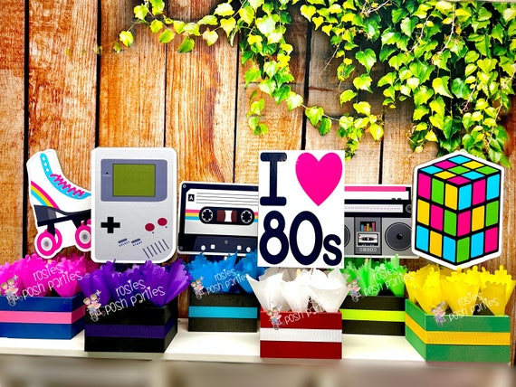 I love the 80s Theme| 80s Birthday Centerpiece | 80s Party Decoration | 80s Birthday | I love 80s Centerpiece | 80s Favors Decor SET OF 6 Il_570xn