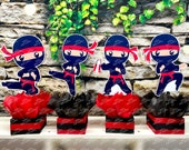 Ninja Birthday Theme | Ninja Karate Party Centerpiece Decoration | Ninja Party Centerpiece | Ninja Baby Shower Ninja | Taekwondo SET OF 4 Il_170x135