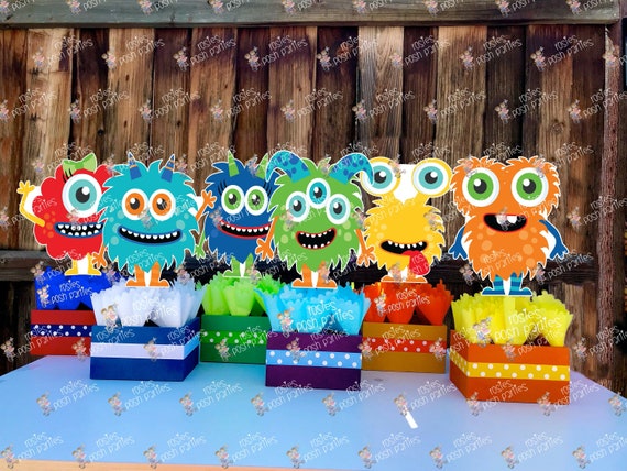 Monster Birthday centerpieces Little Monsters Cute birthday party wood guest table centerpiece decoration Little Monsters Party SET OF 6 Il_570xn