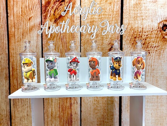 Paw Patrol Theme | Paw Patrol Birthday Party | Paw Patrol Favors | Paw Patrol Theme Favors | Apothecary Jars | Chase Marshall Skye SET OF 12 Il_570xn