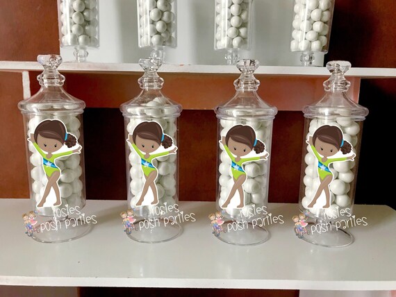Girl Gymnast birthday party Favor Apothecary Favor Gymnastics Party decoration Gym Gymnastics birthday Aerobics Apothecary favors SET OF 12 Il_570xn