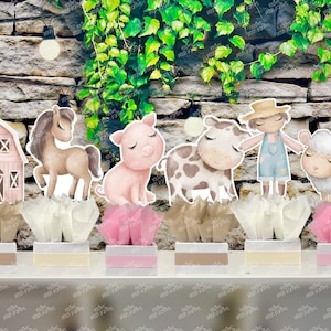 Pink Farm Theme birthday Theme | Farm Party Theme Baby Shower | Barnyard Party Centerpiece | Farm Animal Theme Centerpiece Decor INDIVIDUAL