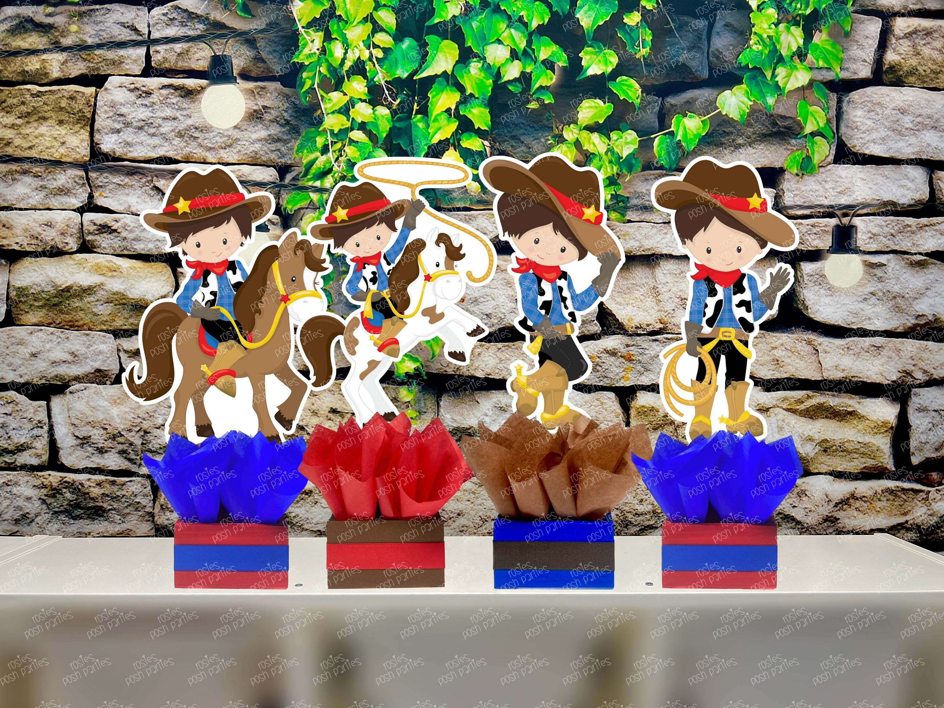 Centros de mesa de cumpleaños de vaquero, decoración para fiesta, fiesta  del oeste, vaquero, accesorio de cumpleaños del oeste, temática de vaquero,  fiesta del oeste, fiesta de vaqueros, juego de 4 -, image size:3000x2250