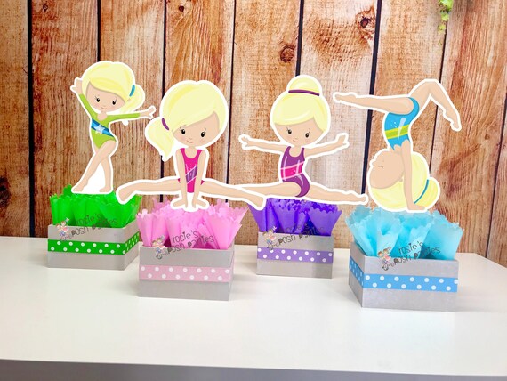 Girl Gymnast Theme Birthday Centerpiece Gymnast Party Birthday Favor Gymnastics Party Girl Aerobics Birthday Party Decoration INDIVIDUAL Il_570xn