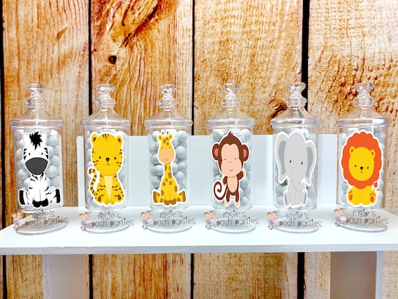 Baby Jungle Theme | Safari Theme | Jungle Safari Baby Shower Party Favor | Apothecary Jar | Jungle Baby Shower | Safari Birthday SET OF 12 Il_570xn