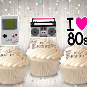 I love 80s Theme Birthday Cupcake Favor | I Love 80s Theme | 80s Cupcake Topper Favor | I love 80s Party | 80s Theme | Party Favor SET OF 12