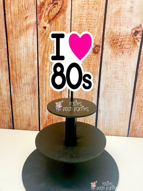 I love the 80's birthday bash Theme birthday party wood Cupcake Stand decoration 80's bash I Love the 80's Theme Birthday 80's Cupcake Stand Il_570xn