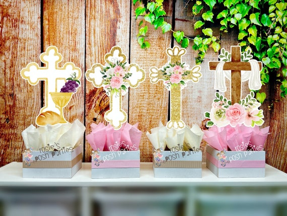 Christening Religious Theme | First Communion | Primera Comunion Decoration | Baptism Cross Centerpiece | Religious Theme | Holy Communion Il_570xn
