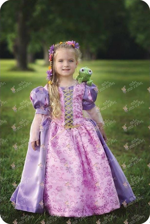 strapless open back dress Rapunzel Purple and Pink Puff Sleeve Sequin Gown – princessprojectco main image 0