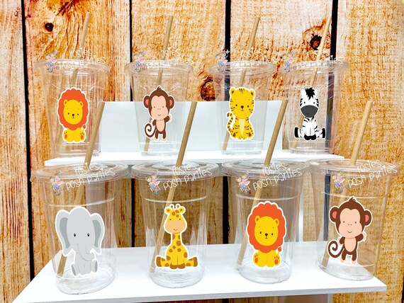 Baby Jungle Safari Theme | Jungle Safari Baby Shower Birthday | Safari Baby Shower Theme Party Favor Cups | Jungle Birthday Theme SET OF 12 Il_570xn