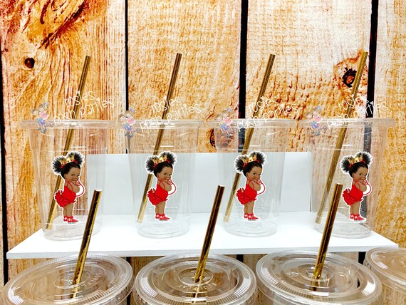 Little Princess Theme | Red Gold Princess Theme | African Princess | Royal Princess Baby Shower Cup and Straw Favor | Ruffle Pants VARIETY Il_570xn