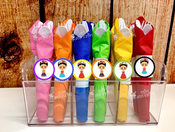 Frida Birthday Theme | Fiesta Mexicana Utensil | Frida Baby Shower Decor | Birthday Party Favor Utensil | Flatware Favors | Patrol SET OF 12 Il_570xn