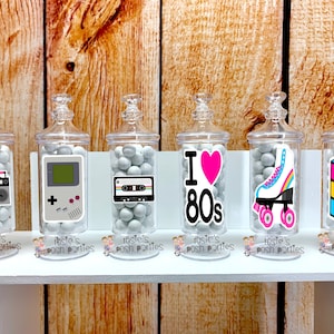 I love 80s Theme BIrthday Party Favor | I Love 80s Theme | 80s Favor | Apothecary Jar | I love 80s Party | 80s Theme | Party Favor SET OF 12