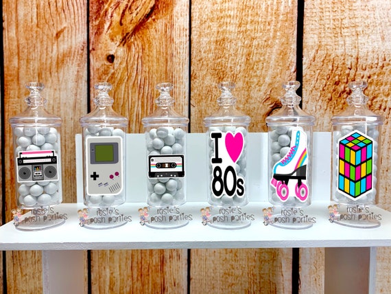 I love 80s Theme BIrthday Party Favor | I Love 80s Theme | 80s Favor | Apothecary Jar | I love 80s Party | 80s Theme | Party Favor SET OF 12 Il_570xn