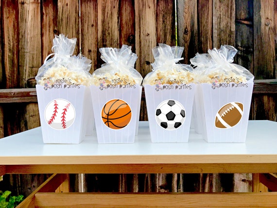 Sports birthday party Favor centerpiece Baseball Basketball party decoration birthdaySoccer Football Favor Popcorn favor Box Party SET OF 12 Il_570xn