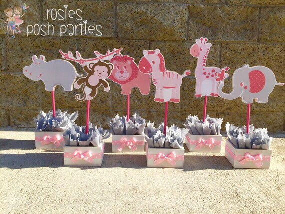 Jungle Safari Centerpiece Decorations For Baby Shower Pink Etsy