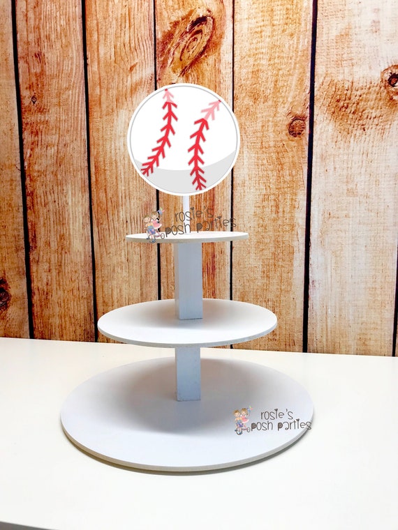 Sports Theme Cupcake Stand Sports Party cake Wood Cupcake Stand Tower for Sports Baseball Themed Baseball Cupcake Sports Theme Party Il_570xn
