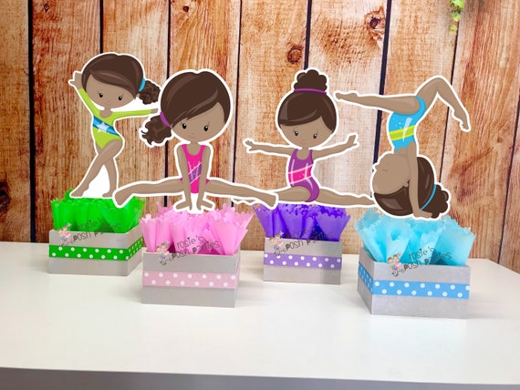 Gymnast Birthday Theme | Gym Centerpiece Decoration | Gymnastics Party | Gymnastics Theme | Gymnast Acrobatics Decoration | Gym SET OF 4 Il_570xn