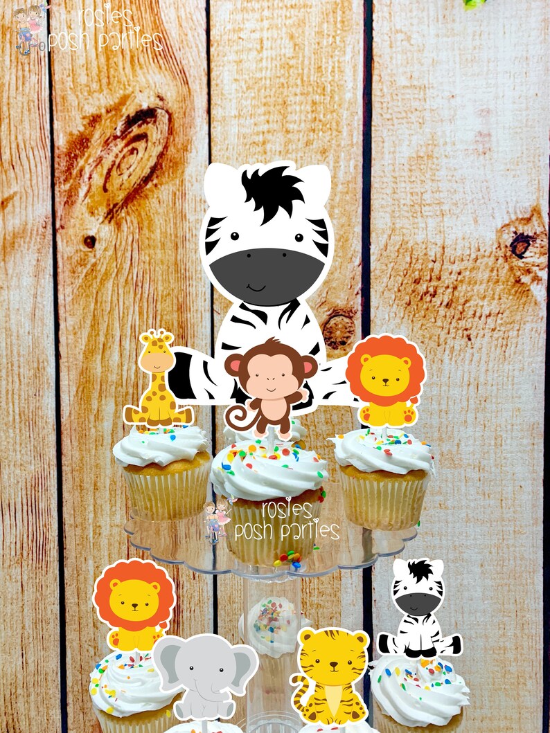 Jungle Safari Birthday Theme Safari Cupcake Stand Jungle Etsy