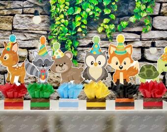 Woodland Friends | Woodland Animals Birthday | Woodland Baby Shower Centerpiece | Wood Friends  Birthday Table Centerpiece decor SET OF 6