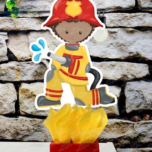 African American Fireman Birthday Baby Shower Retirement Theme Party Decoration Centerpiece