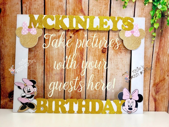Minnie Mouse photo booth Clubhouse birthday party photo booth or photo prop decoration Pluto Daisy Minnie Mickey Donald Pink and Gold Minnie Il_570xn