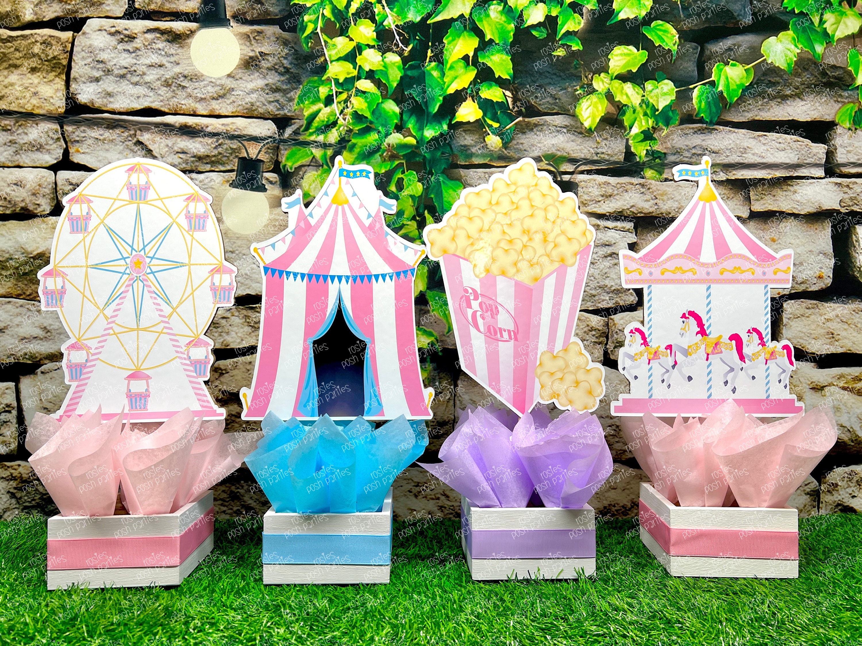 Pink Carnival Theme Girl Circus Party Pink Carnival Centerpiece Girl Circus Carnival Decoration Circus Party Centerpiece SET