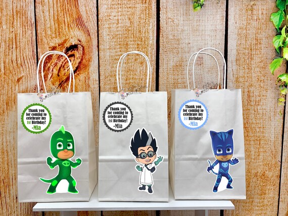 PJ Masks Birthday Theme | Pj Masks Piñata Favor Bags | Pj Masks Favor | Night Ninja Gekko Catboy Owelette Luna Romeo Favor Bag SET OF 12 Il_570xn