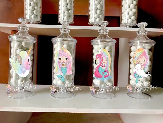 Mermaid birthday bash party Apothecary Favor Apothecary Under the sea theme Mermaid decoration sea birthday Mermaid Apothecary Jar SET OF 12 Il_570xn