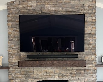 New Fireplace Mantel | 6" by 8" and 60" Long | Solid Wood | Pine | Hand Hewn | Customizable