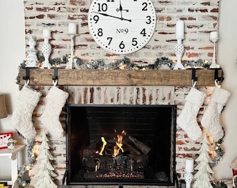New Fireplace Mantel | 8" by 10" and 84" Long | Solid Wood | Pine | Hand Hewn | Customizable