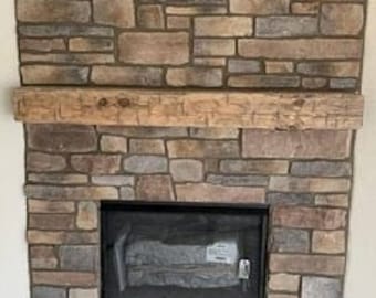 New Fireplace Mantel | 6" by 8" by 60" Long | Solid Wood | Pine | Hand Hewn | Customizable