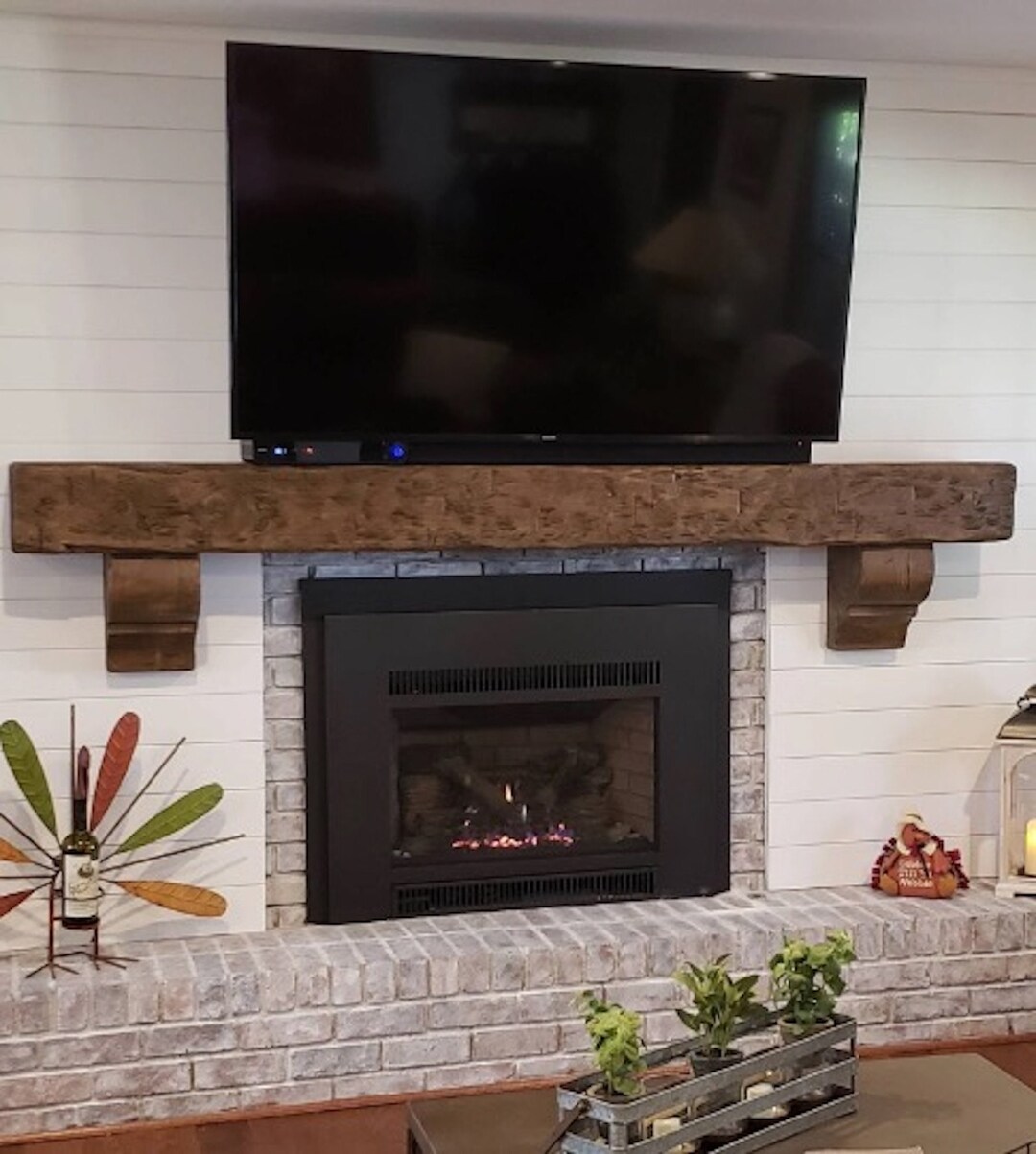 Fireplace Mantel 6 by 8 and 68 Long Corbels Included Solid Wood Pine