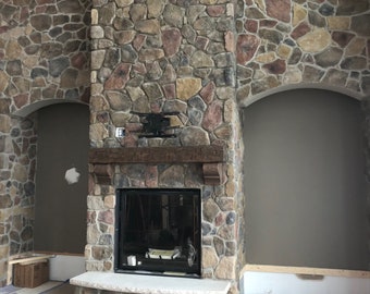 New Fireplace Mantel with Corbels  Five Foot Rustic Hand Hewn 6 by 6 by 60" Solid