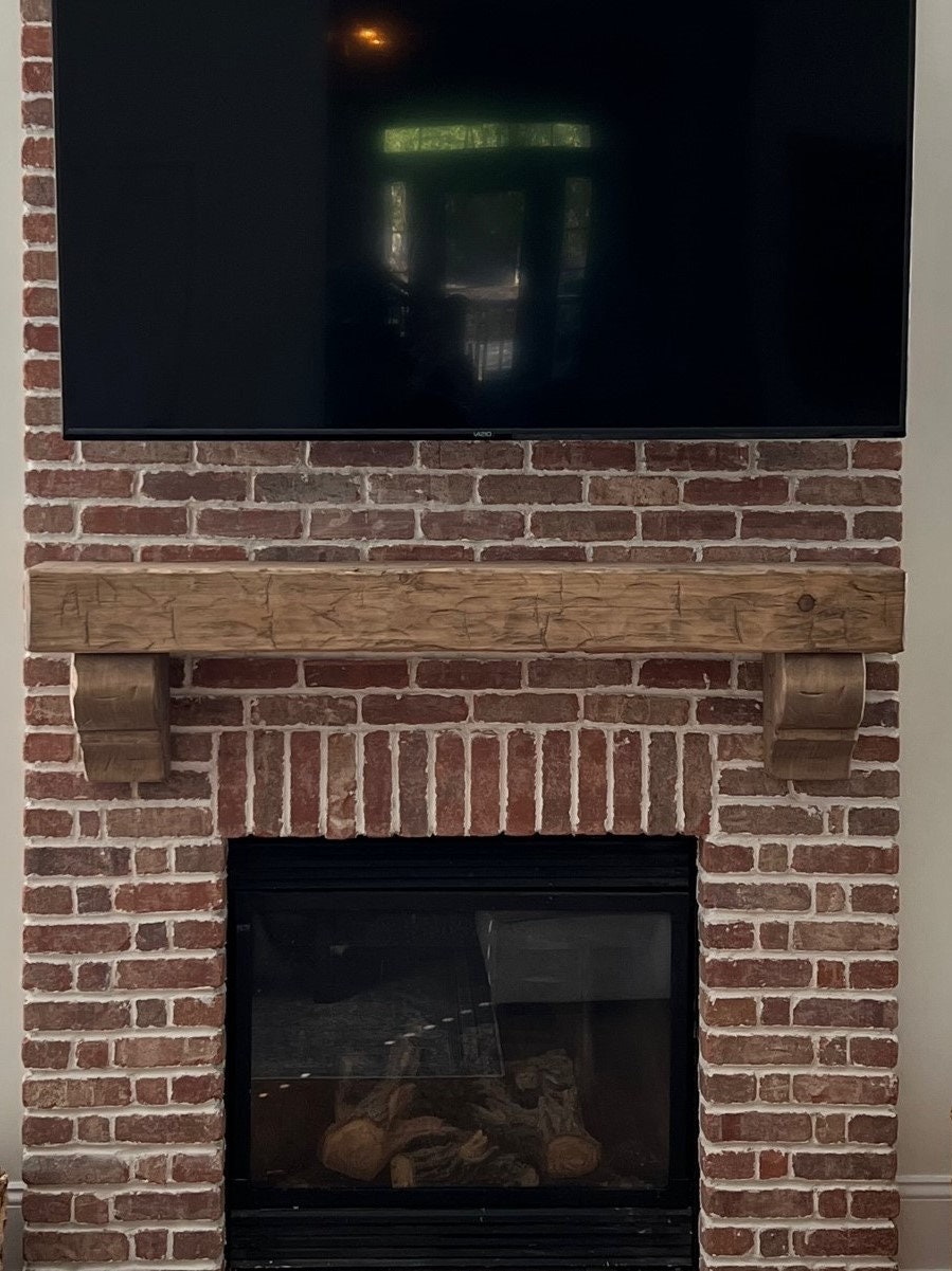 Fireplace Mantel Handmade Snake River Model, With Dark Walnut