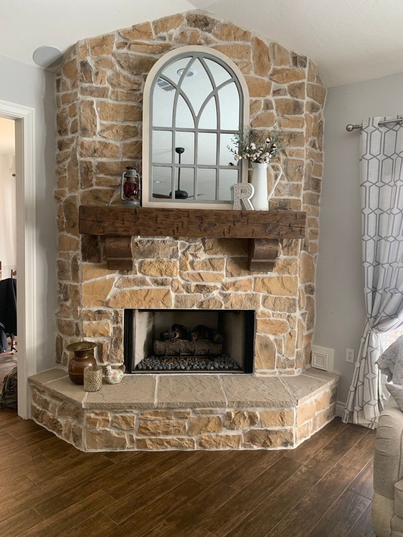 Fireplace Mantel 66 Chunky Rustic Hand Hewn Solid Pine 8 Etsy